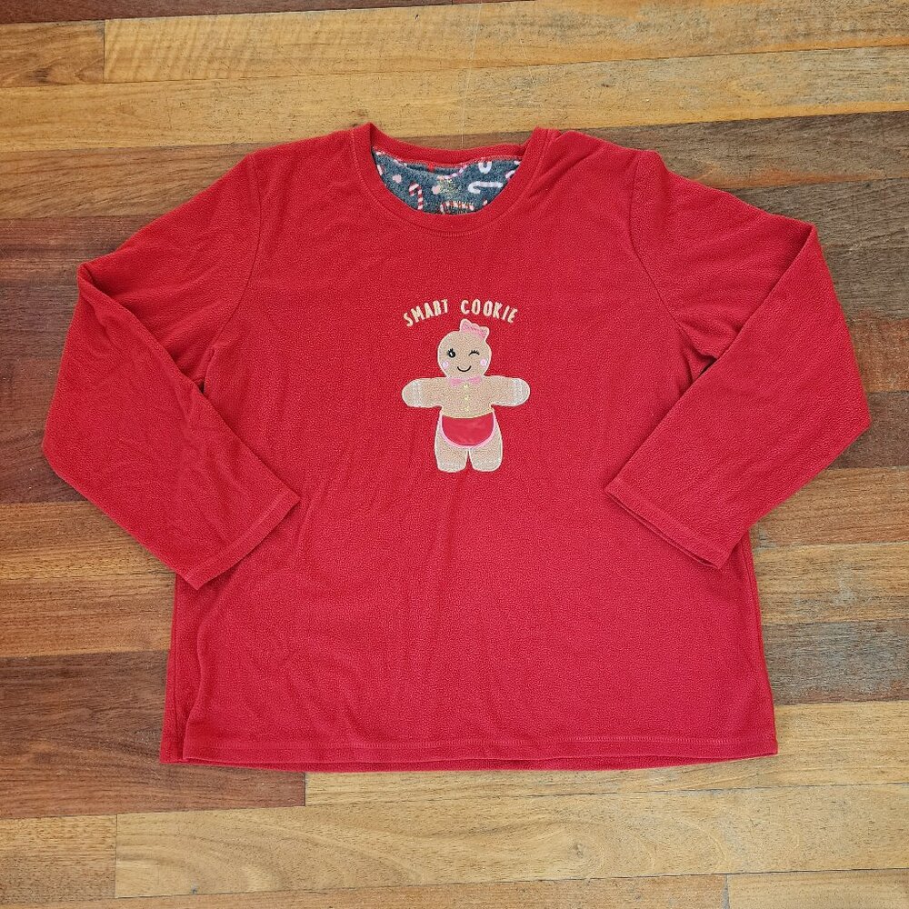 Love To Lounge "Smart Cookie" Holiday Pajama Fleece Shirt Size 10-12